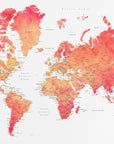 Plakat - Watercolor world map with cities, Keats