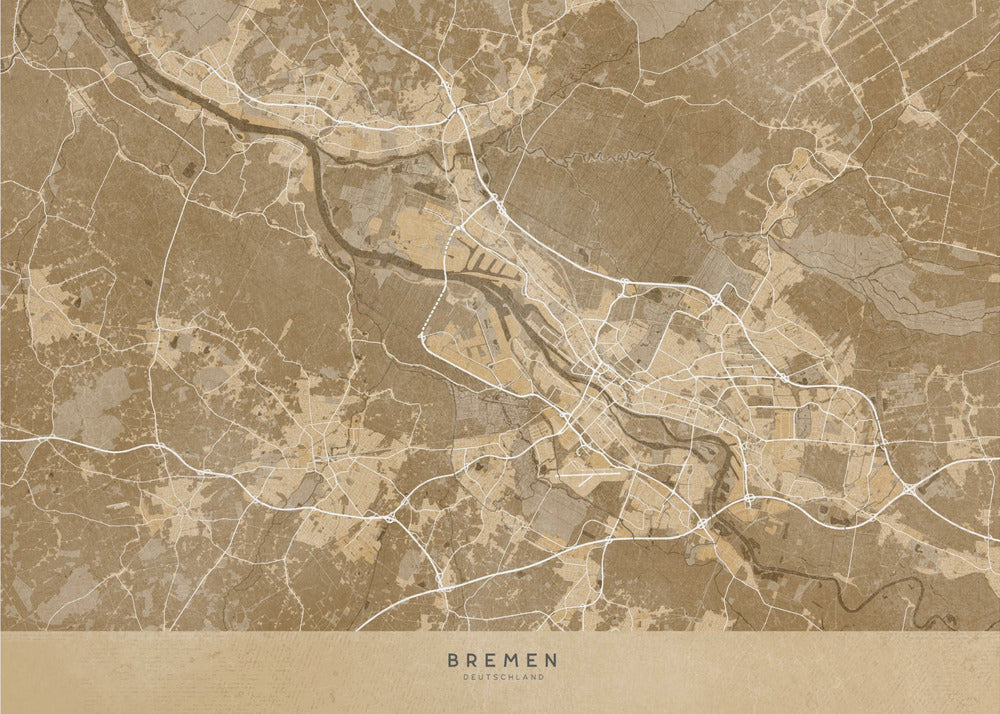 Plakat - Sepia vintage map of Bremen Germany
