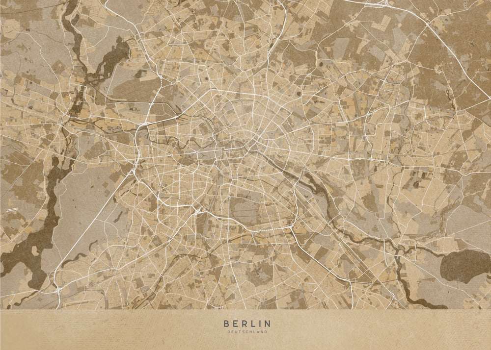 Plakat - Sepia vintage map of Berlin in Germany