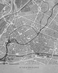 Plakat - Gray vintage map of Strasbourg downtown France