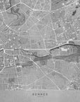 Plakat - Gray vintage map of Rennes France