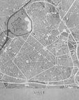 Plakat - Gray vintage map of Lille downtown France