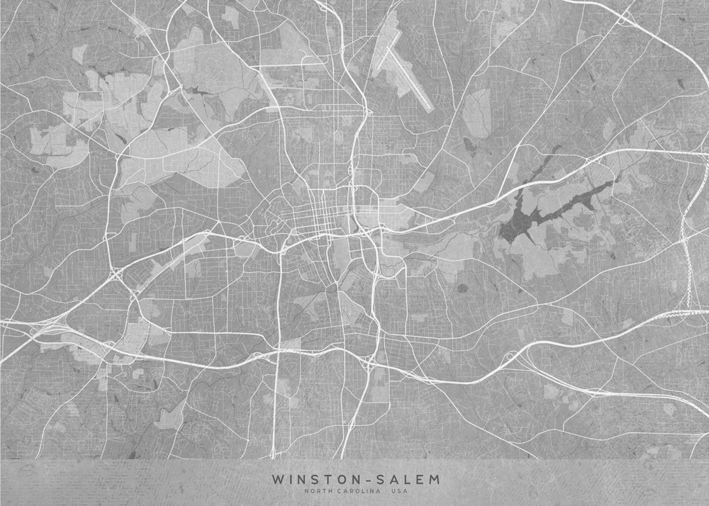 Plakat - Map of Winston Salem (NC, USA) in gray vintage style