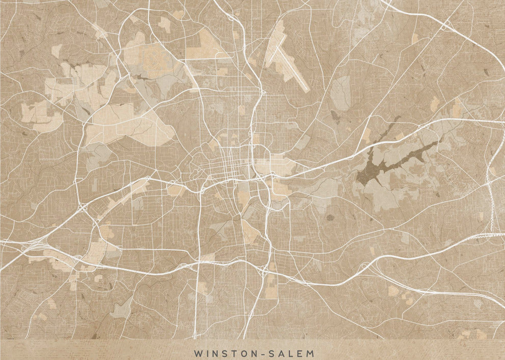 Poster - Map of Winston Salem (NC, USA) in sepia vintage style