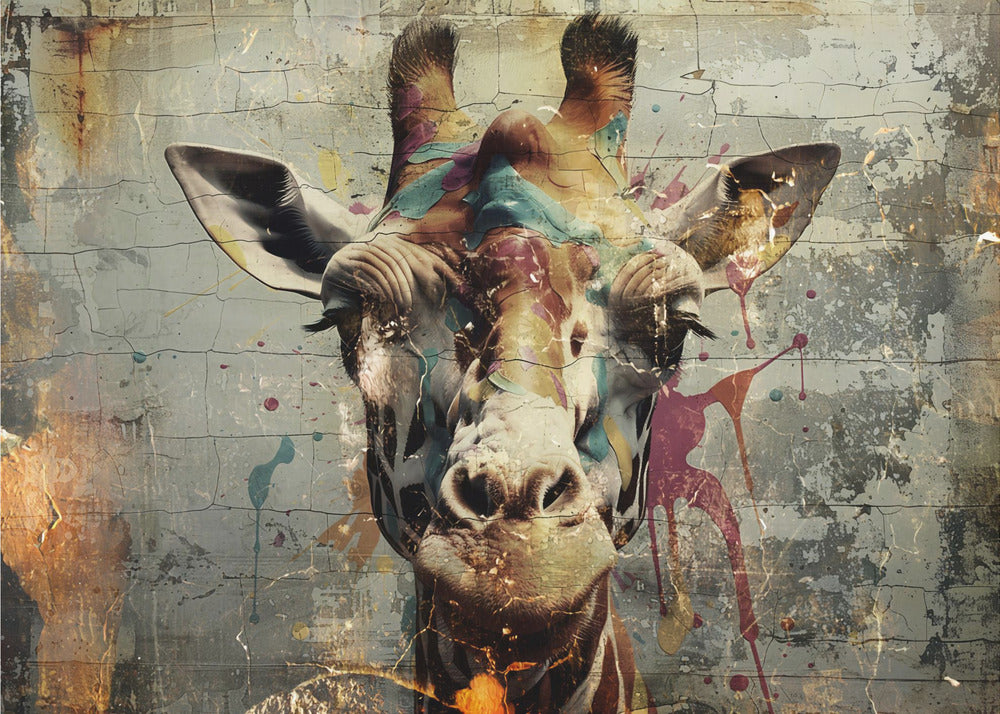 Poster - Giraffe Animal Vintage Art Illustration Wallart 03