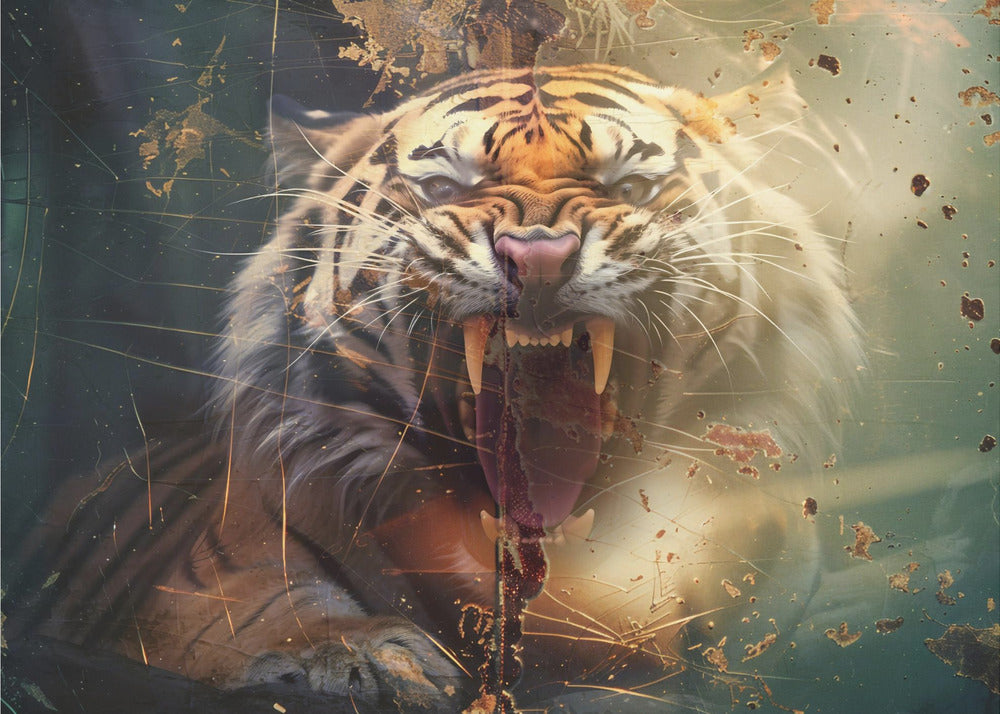 Plakat - Tiger Animal Vintage Art Illustration Wallart 13
