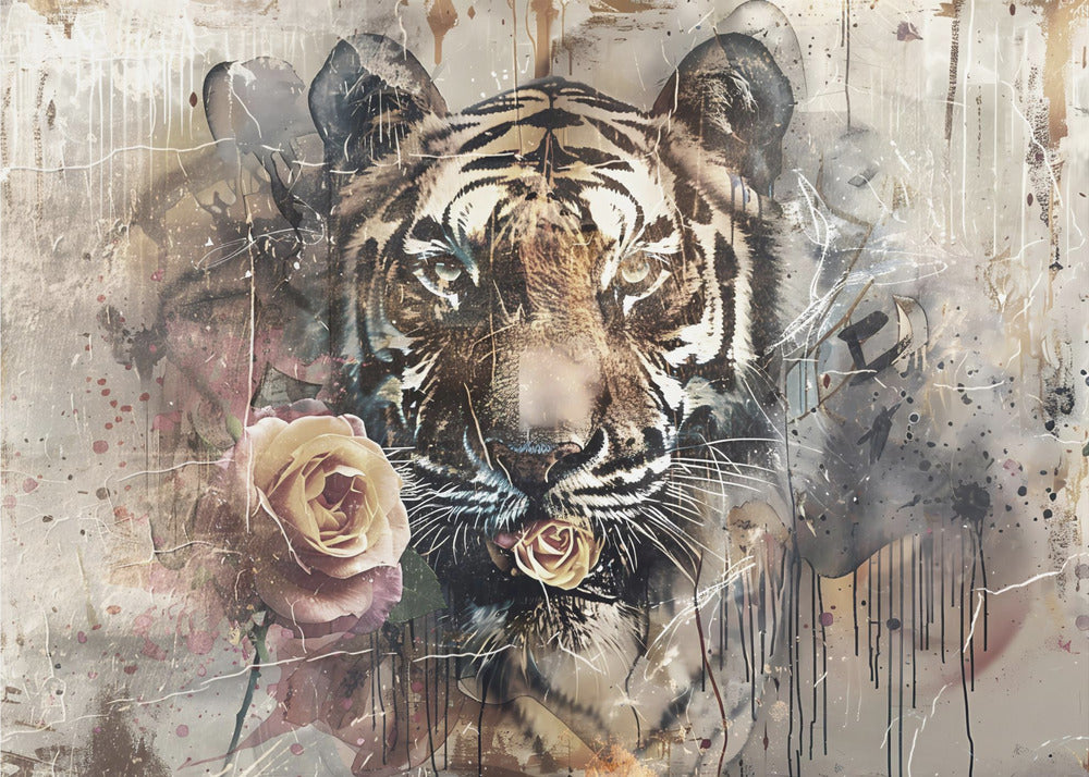 Plakat - Tiger Animal Vintage Art Illustration Wallart 15