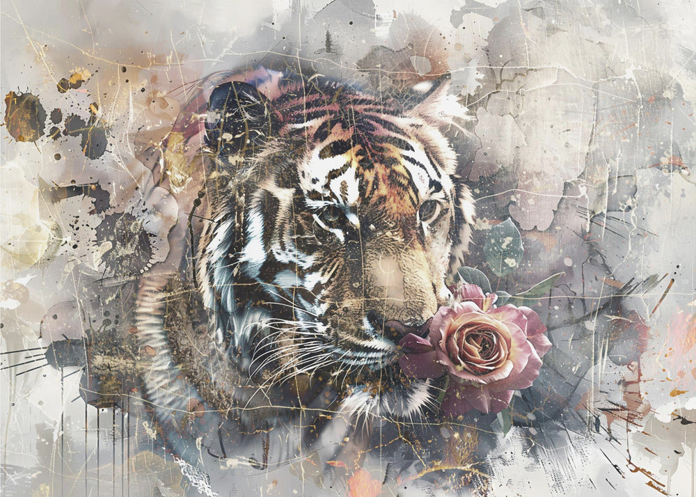 Plakat - Tiger Animal Vintage Art Illustration Wallart 16