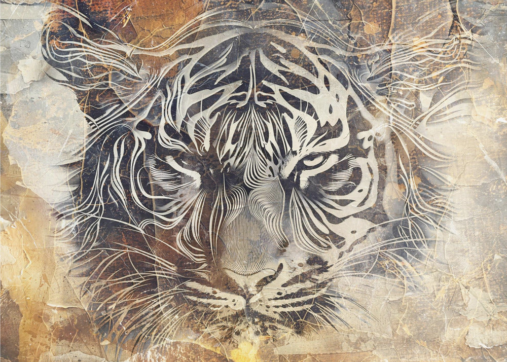 Plakat - Tiger Animal Vintage Art Illustration Wallart 17