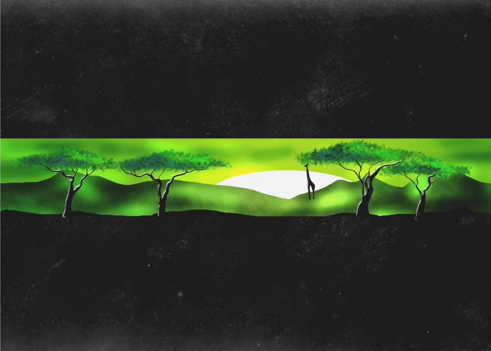 Plakat - Giraffe in Landscape 90s 02