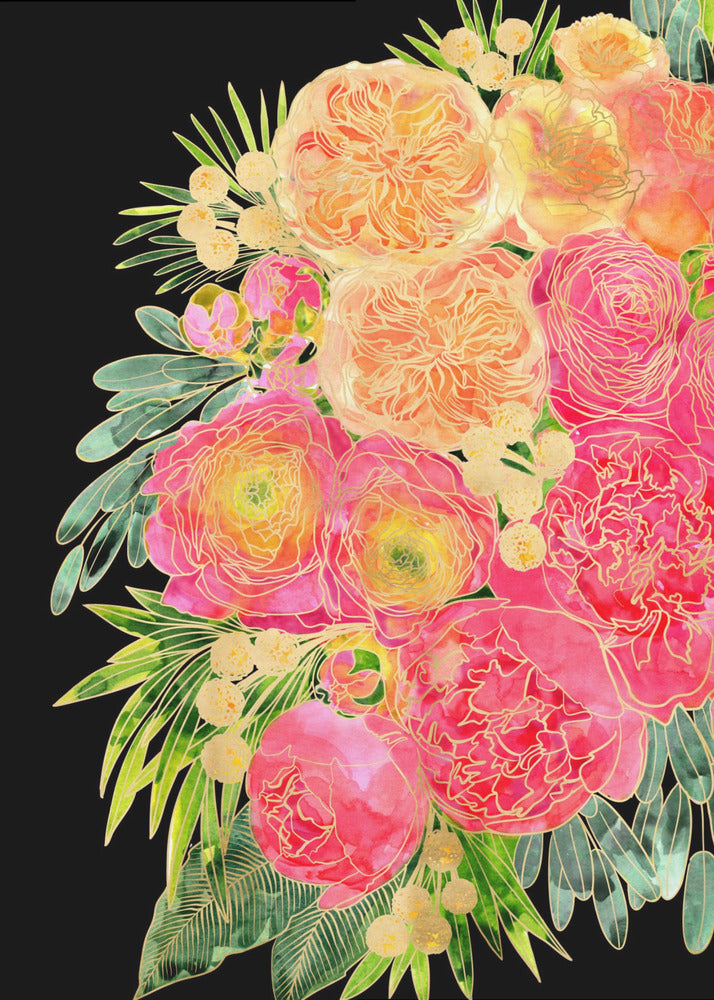 Plakat - Rekha floral art in bright watercolor