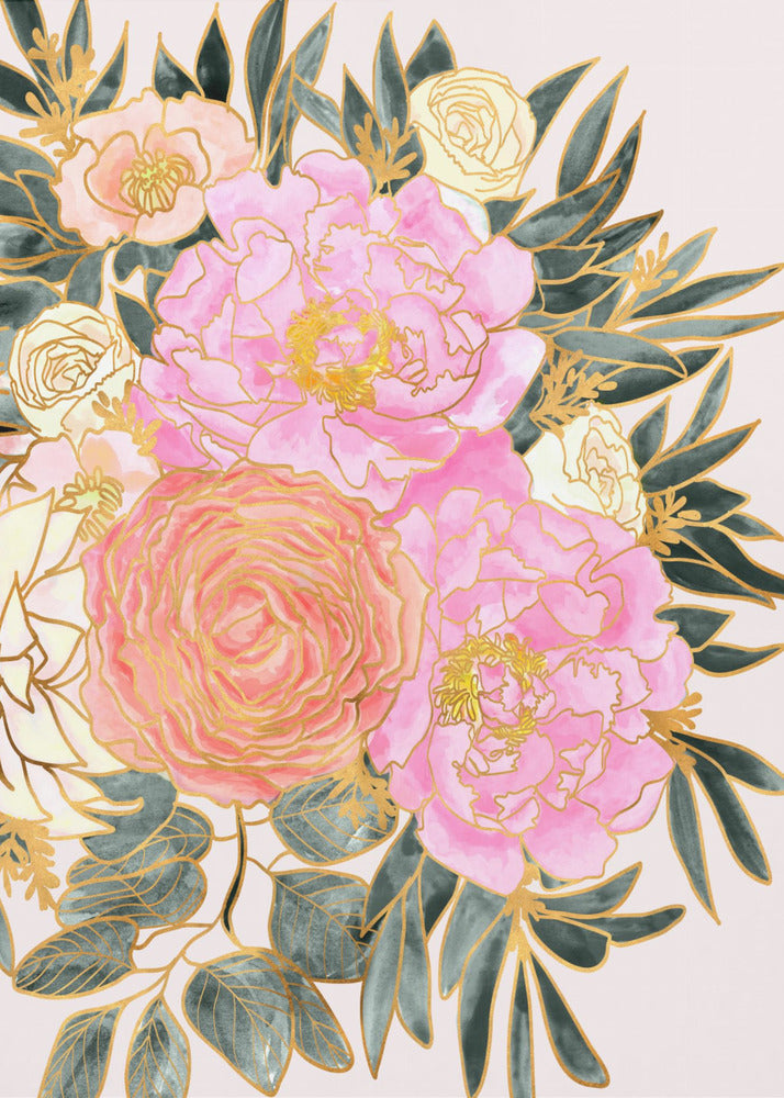 Plakat - Nanette floral art in pastels