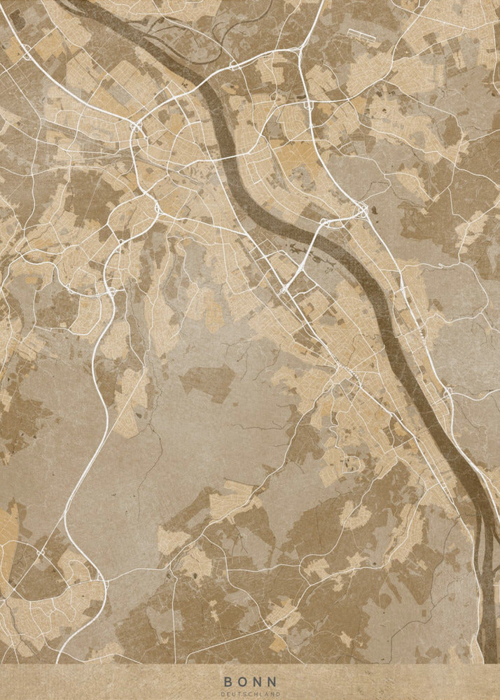 Plakat - Sepia vintage map of Bonn Germany