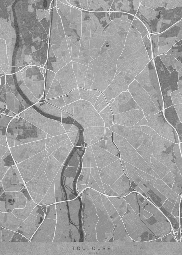 Plakat - Gray vintage map of Toulouse France