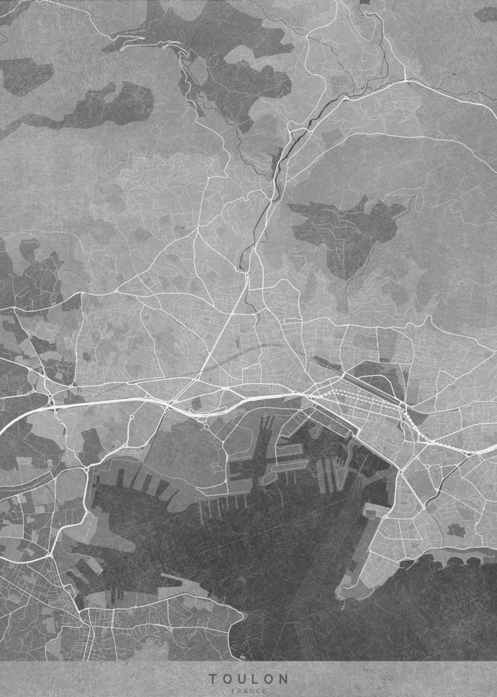 Plakat - Gray vintage map of Toulon France