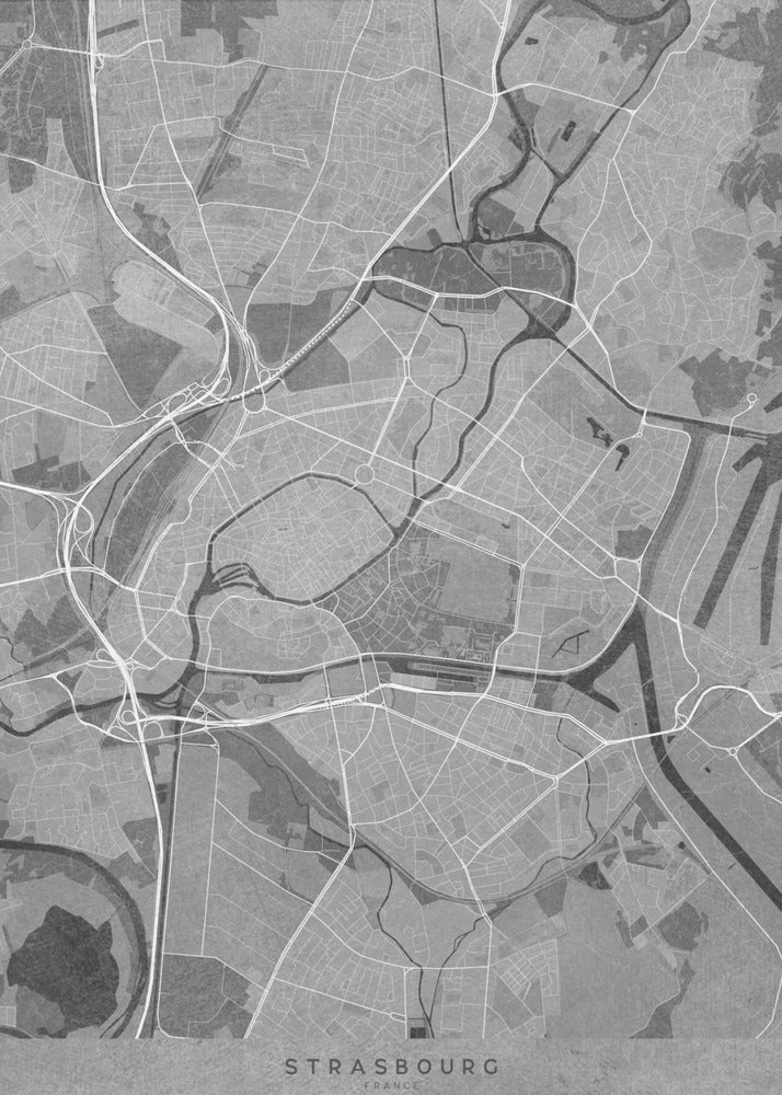 Plakat - Gray vintage map of Strasbourg France