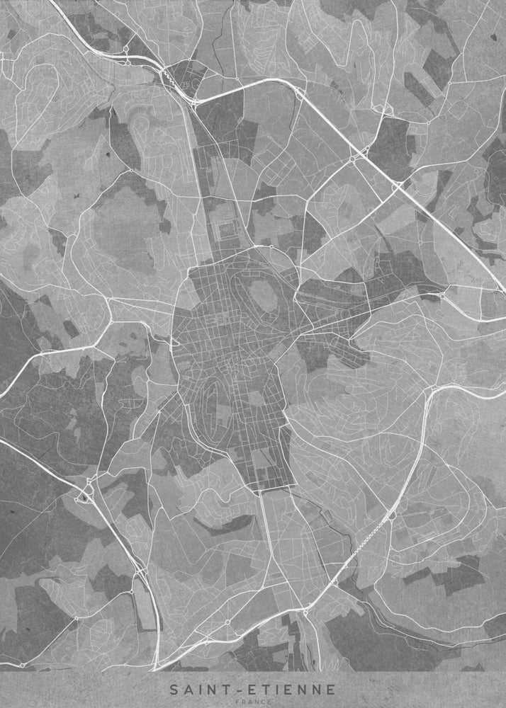 Poster - Gray vintage map of Saint Etienne France