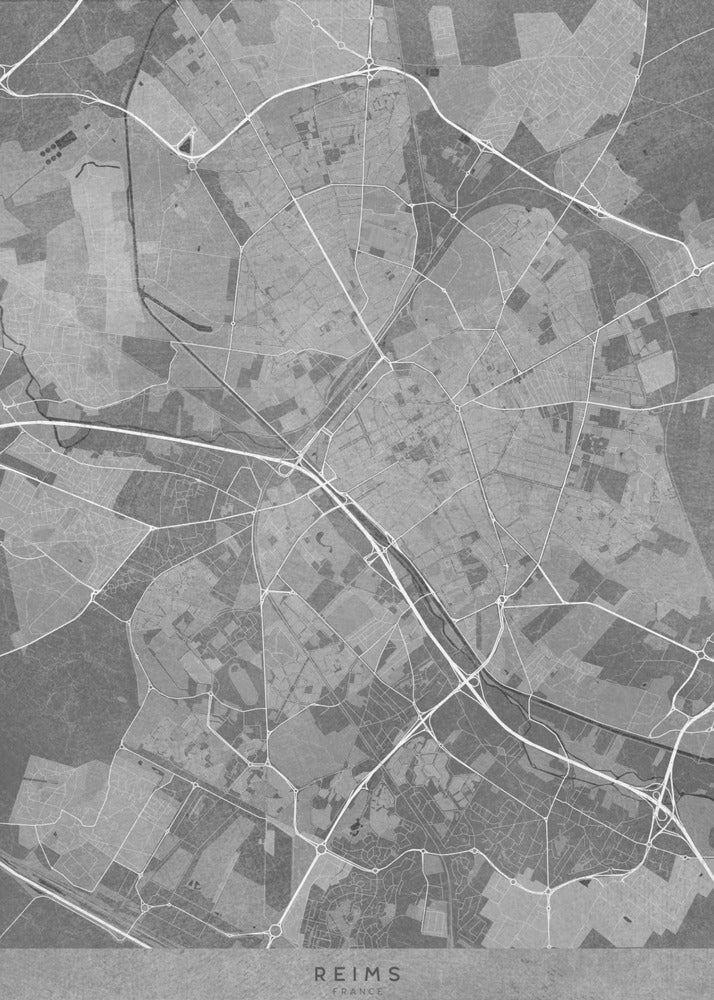 Poster - Gray vintage map of Reims France
