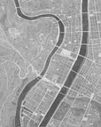 Plakat - Gray vintage map of Lyon downtown France