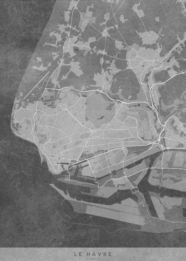Plakat - Gray vintage map of Le Havre France