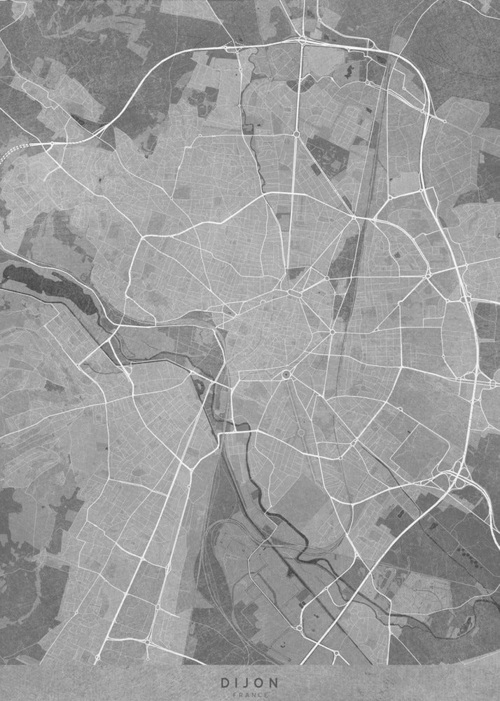 Poster - Gray vintage map of Dijon France