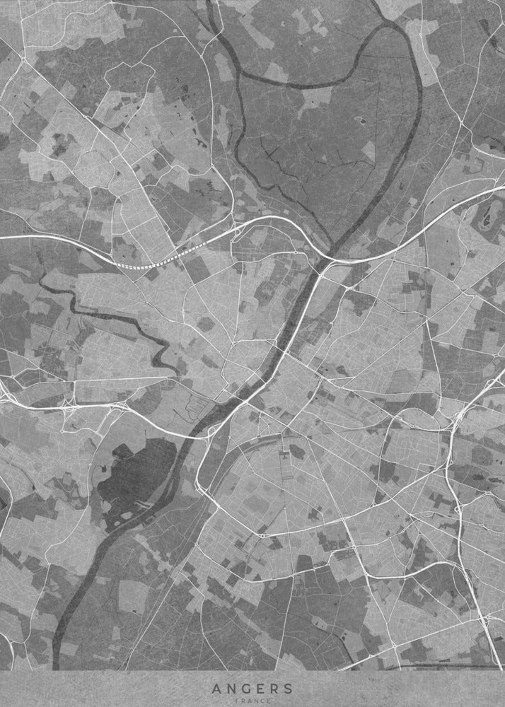 Poster - Gray vintage map of Angers France
