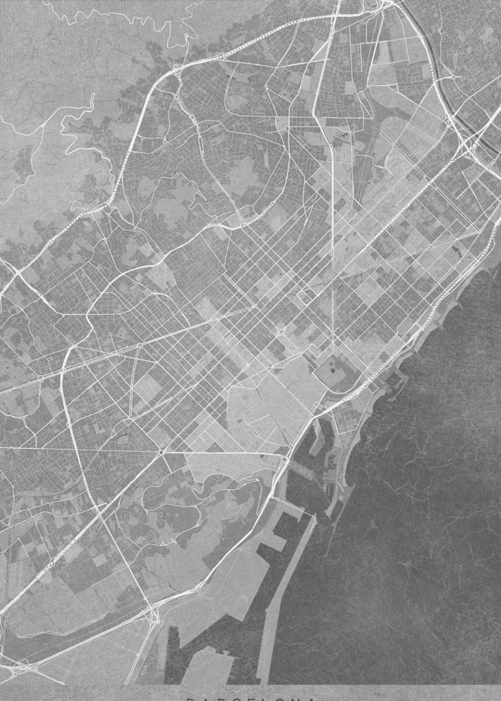 Poster - Map of Barcelona (Spain) in gray vintage style