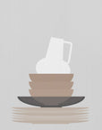 Poster - Dishes and vase in gray