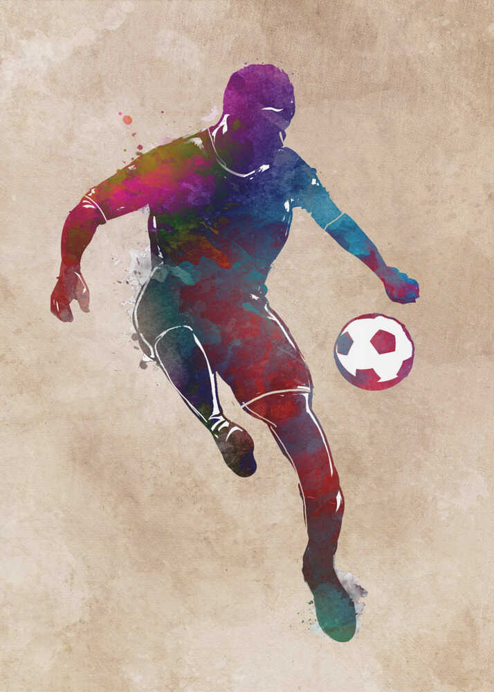 Plakat - Watercolor Soccer Player