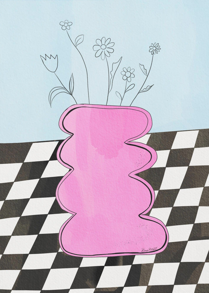 Plakat - Checkerboard Vase Pink