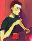 Plakat - Lady lighting cigarette