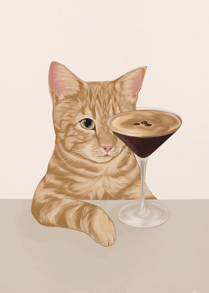 Plakat - Ginger Cat with Espresso Martini Cocktail