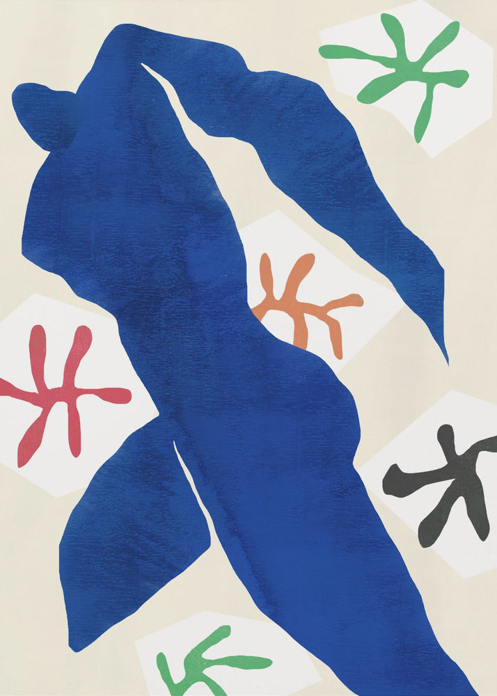 Poster - Blue cut out abstract figure