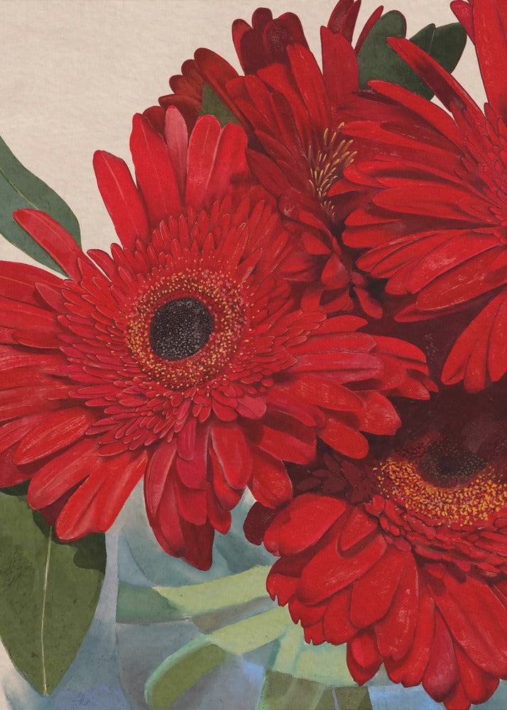 Poster - Red Gerbera Daisy Detail 3