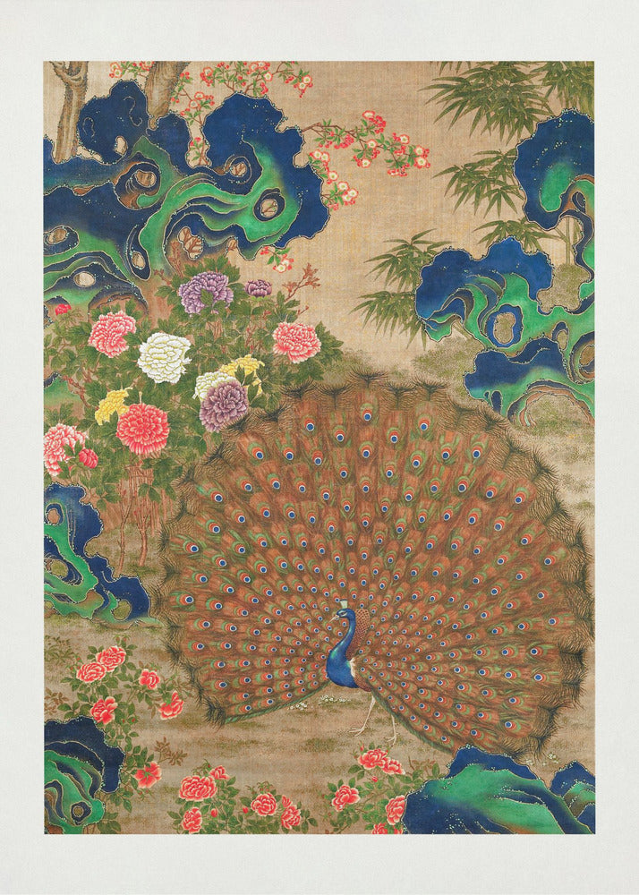 Plakat - Chinese Peacock and Flowers (17th Century)