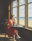 Plakat - Thoughtful Woman Beach View - Andreas Magnusson