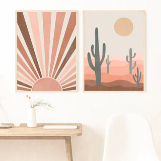 Plakat - Cactus and sun billede
